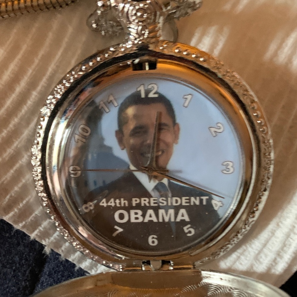 Happy Father’s Day Collectible Silver Pocket Watch Barak Obama 44th President